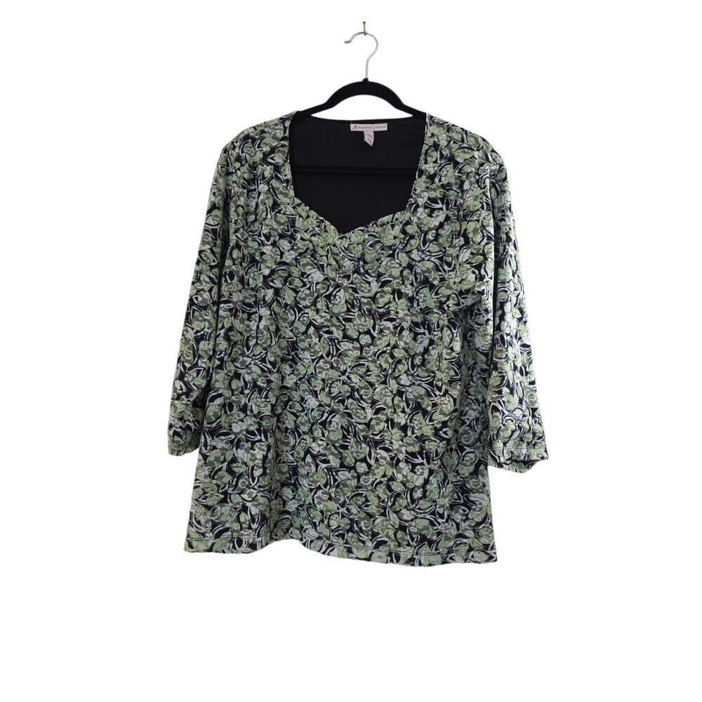 MJ collection lace Top Black Green 2XL Leaf